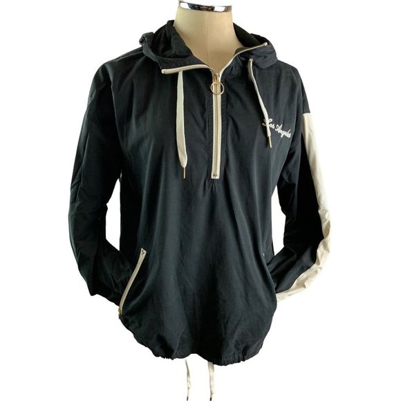 Small Forever 21 "Los Angeles" Women's Black Pull Over Hooded Jacket - Picture 8 of 8